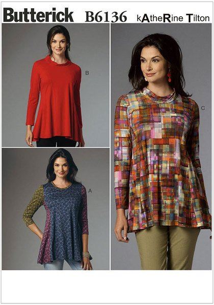 Butterick cut for women's blouse in size LRG-XXL B6136-ZZ