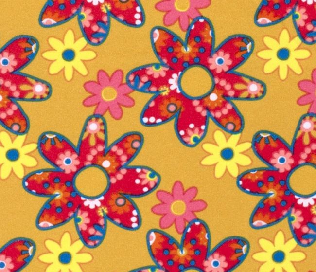 Rongo in dark yellow color with flower print 20837/036