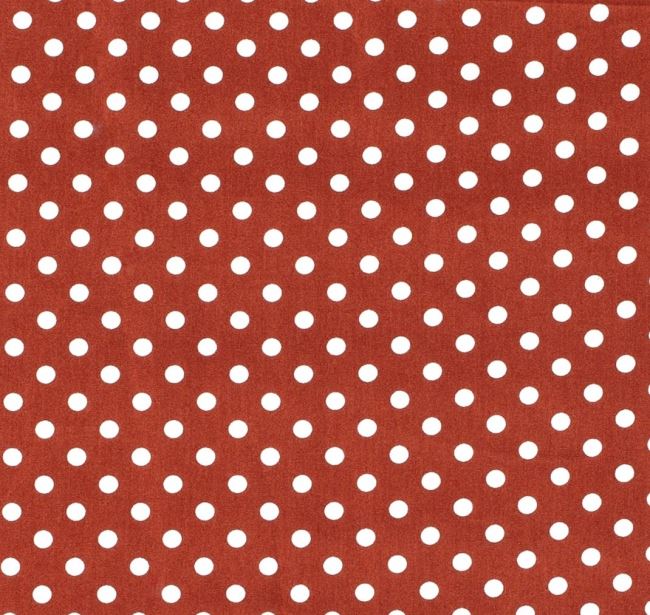 Cotton fabric in brick color with polka dots 05570/056