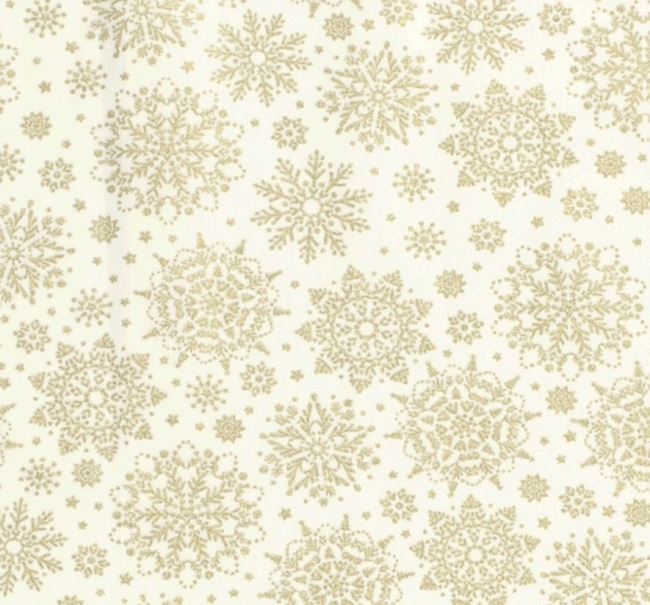 Christmas cotton fabric in cream color with golden snowflakes print 20712/051