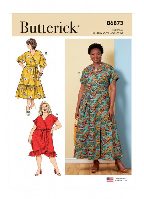Butterick cut for women's dresses in sizes 52-58 B6873-KK