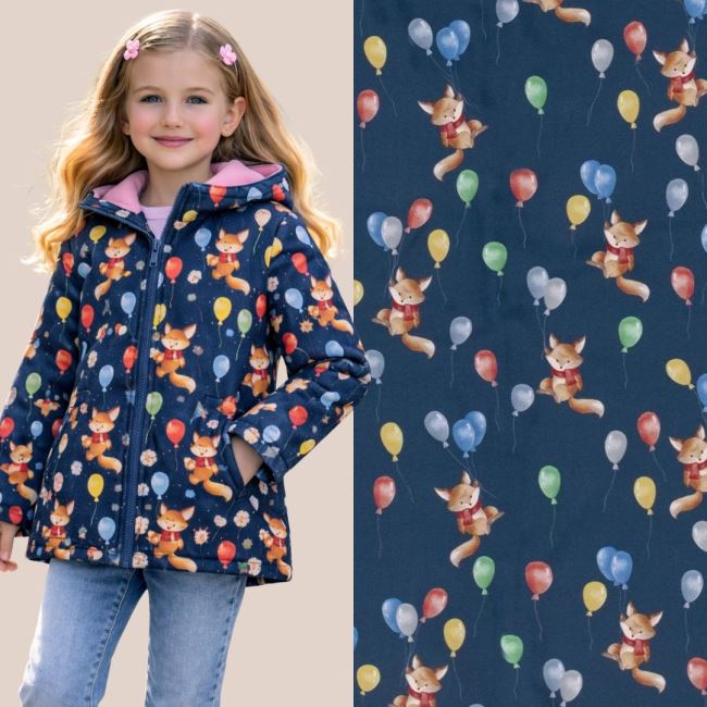 Softshell in blue color with digital fox print with balloons 20400/008