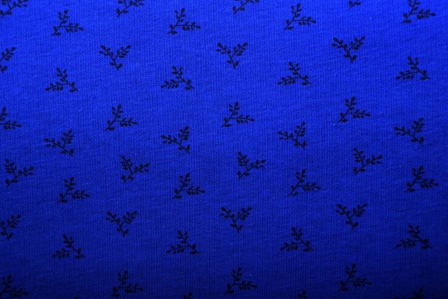 1 m combed tracksuit in blue with a print of twigs and leaves DS-KUP140