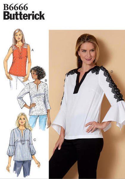 Butterick cut for blouse in size XSM-MED B6666-Y