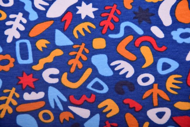 Cotton knitwear in blue with abstract print19609/006