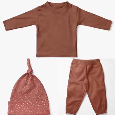 Cotton knit from the BABY collection brick with polka dots print 19449/014 (2)