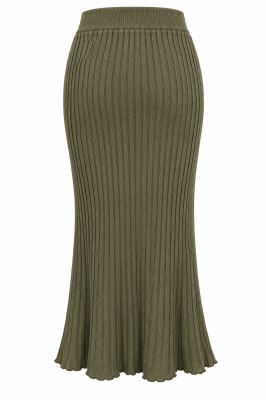 Knitted skirt in dark green color ITA-SU02 (3)