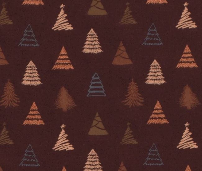 Brown cotton Christmas fabric with tree print 18703/055