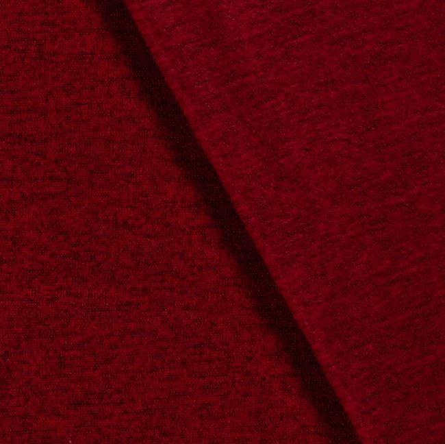 Mottled combed knitted fabric in dark red color 03083/018