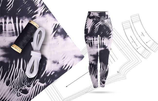 Set for sewing sports leggings with abstract animal skin print SET-PL30