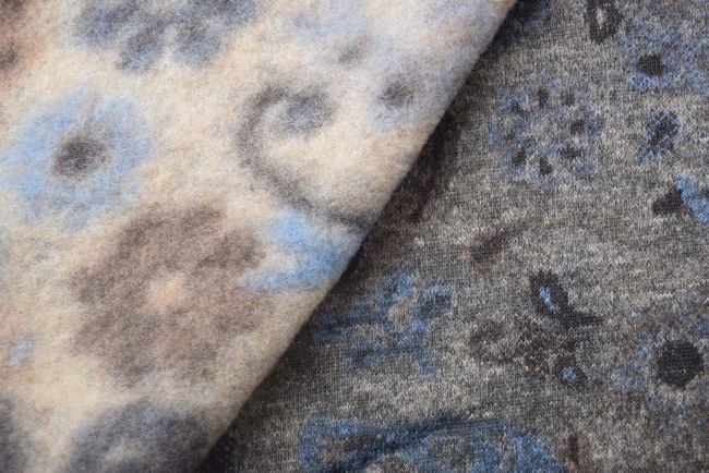 Boiled wool in gray with flower pattern DS-GL2114