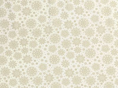 Christmas cotton fabric in cream color with golden snowflakes print 20712/051 (1)