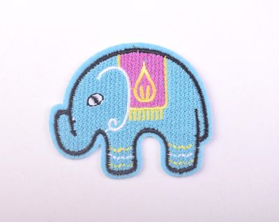 Iron-on patch in the shape of a blue elephant TH366