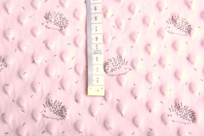 Minky fleece in pink color with hedgehog print 15875/092 (2)
