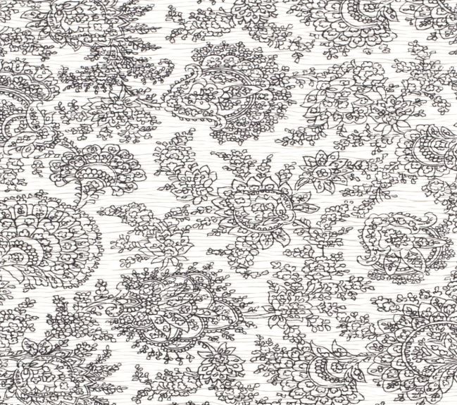 Crested chiffon in white with a print of floral ornaments 17167/050