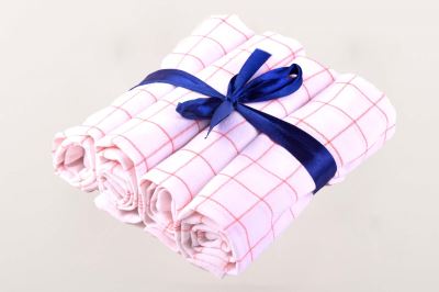 Cotton dishcloth with red check pattern 4 pcs NEU014