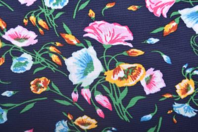 Stretch knit in dark blue with flower print TF556 (1)