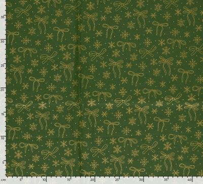Christmas cotton fabric in green with a print of golden snowflakes 60542/027 (3)