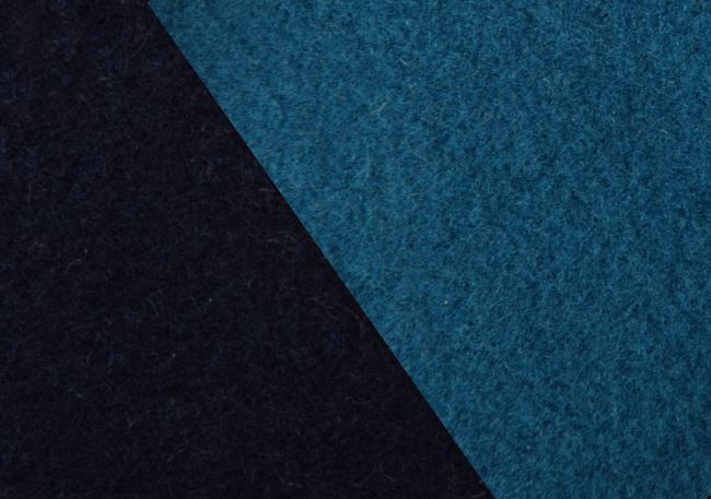 Luxurious double-sided coat fabric in a combination of blue and kerosene color AV001