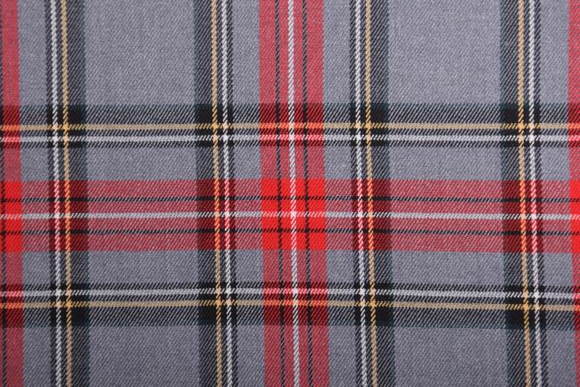 Costume fabric in gray color with checkered pattern AVFO-5578B