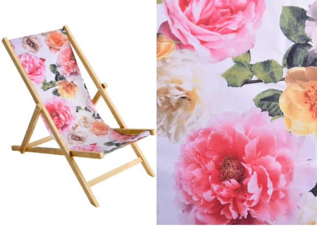 Lounger 45 cm wide with peony print LH10