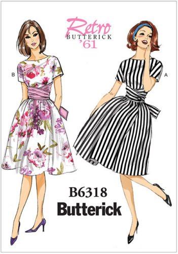 Butterick cut for women's retro dress in size 40-48 B6318-E5