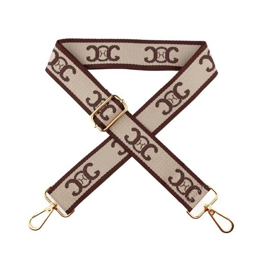 Bag strap with brown stripe and inscription 710R-3717