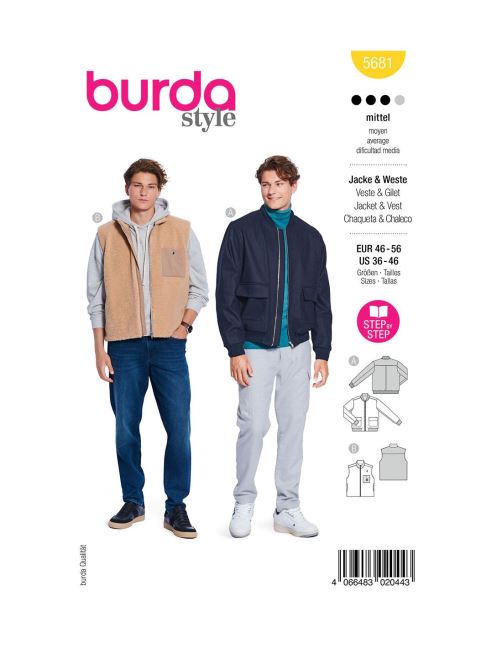 Cut for men's jacket and vest in size 46-56 5681