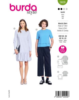 Dress cut with a collar and a T-shirt in sizes 36-48 5609