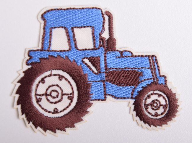 Iron-on patch with a blue tractor motif K-H20-TM
