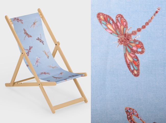 Lounger 44 cm wide with digital dragonfly print LH33