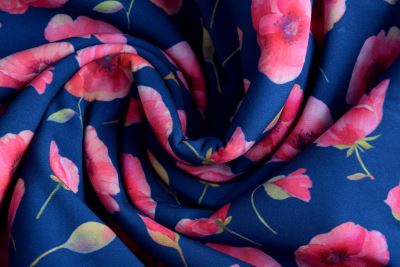 Softshell in blue color with digital print of pink flowers 17582/008 (5)