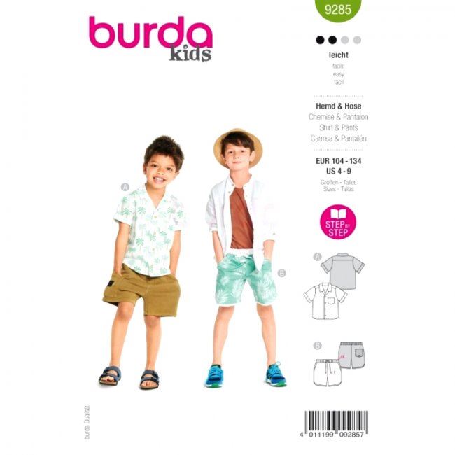 Cut for children's shirt and shorts size 104-134 9285