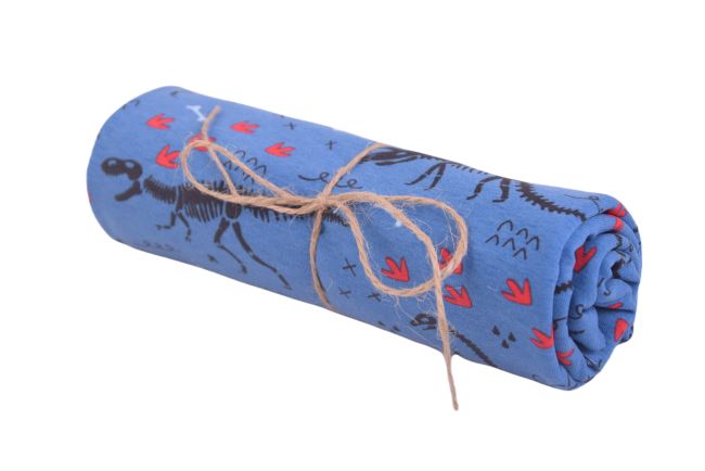 Roll of cotton knit in blue with skeleton print RO19644/006