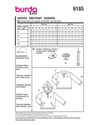 Pattern for children's sweatshirt and T-shirt in sizes 104-146 9185 (1)