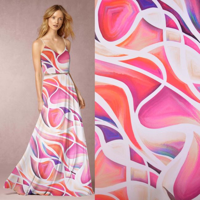 Functional knitwear Venezia in cream color with digital abstract print CS14409N