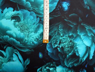 Barbie costume fabric in black with digital print of kerosene flowers CS10645M1 (3)
