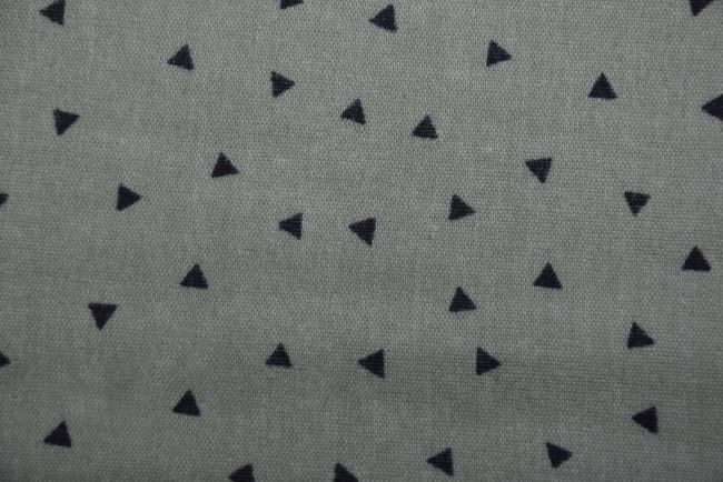 Double gauze in khaki color with a print of small triangles 182174