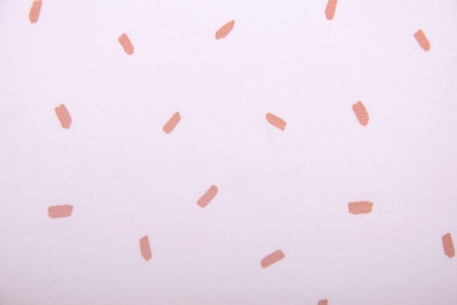 Cream-colored cotton knit with short line print 18487/051