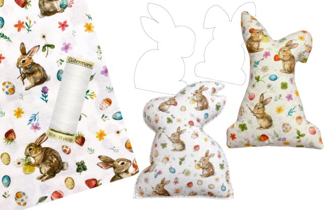 Set for sewing Easter decorations in the shape of a bunny in white color SET49