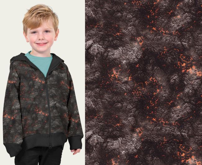 Softshell in black color with digital lava print 20436/069