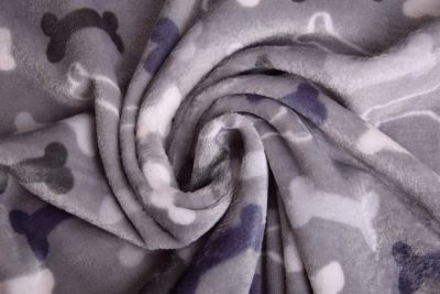Flannel fleece in gray color with bone print 205431/0005 (4)