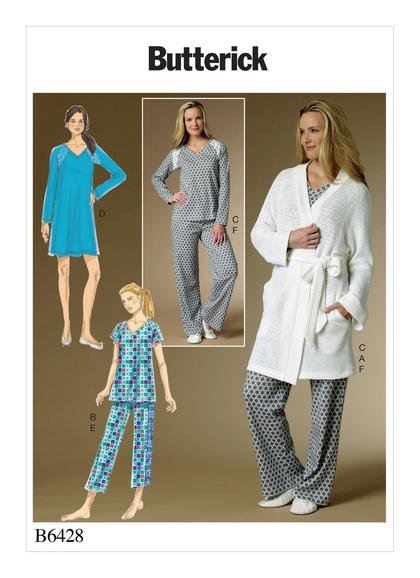 Butterick cut for women's pajamas in size Lrg-Xxl B6428-ZZ
