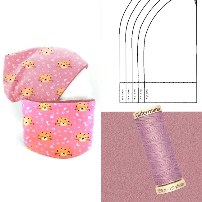 Set for sewing a hat and a neckerchief with a tiger print CN001