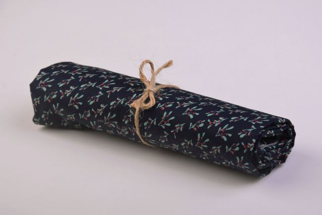 Roll of Christmas cotton in dark blue with twig print ROK15033-008D