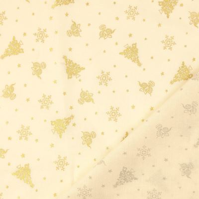 Christmas cotton fabric in cream color with thematic gold print 60942/051 (2)