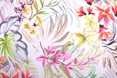 Cream-colored viscose fabric with flower print MI19614/901 (1)
