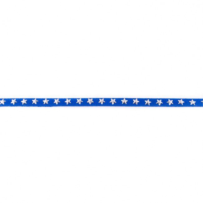 Decorative suede strip in royal blue with stars 42773