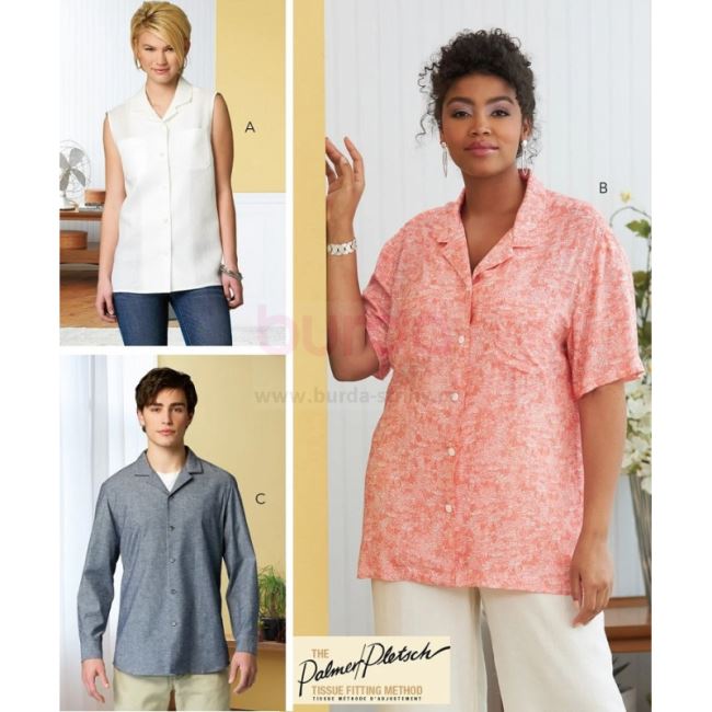 Butterick cut for women's and men's shirts in sizes XL-XXXL B6846-XN