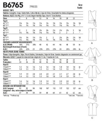Butterick cut for women's tunic in size 32-40 B6765-A5 (1)